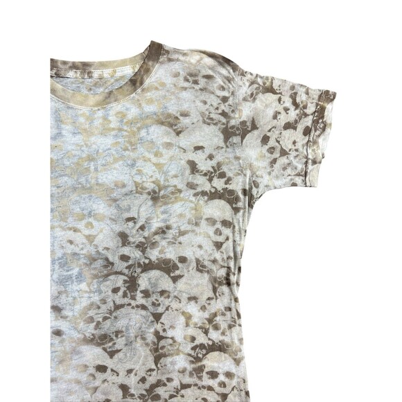 Sinful T-Shirt Womens Brown Y2K Skull Wings Transparent Grunge Distressed HTF - Picture 4 of 12